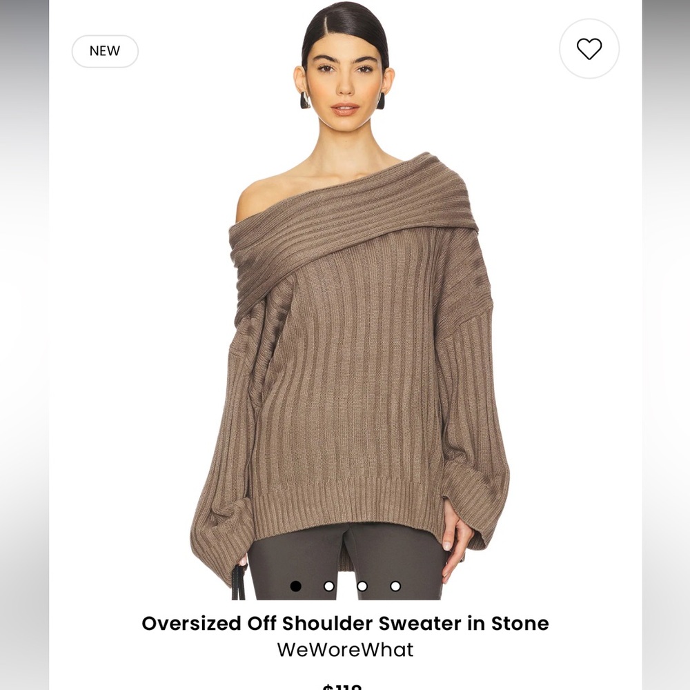 WeWoreWhat- Oversized Off Shoulder Sweater in Stone